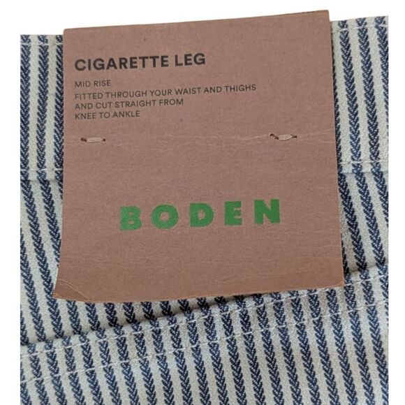 Boden Cigarette Leg Women's 29x32 Mid Rise Slim Leg Jeans in Blue Stripe NWT - Picture 9 of 10